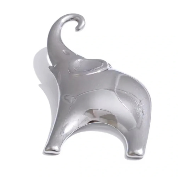 Elephant Luck Stainless Steel Waterproof Brooch - Picture 1 of 8